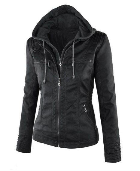 【XS-7XL】2022 Téli új női új női divatos kapucnis bőrdzseki motorkerékpár kabát motorkerékpár kabát motorkerékpár kabát